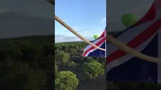 Hot air balloon and cork trees in Portugal.