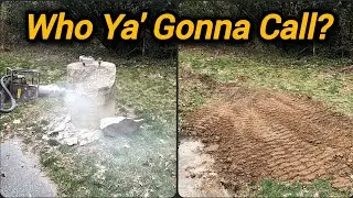 Concrete Ghostbusters? 👻 Removing a Random Commercial Light Base! 🚜💥!