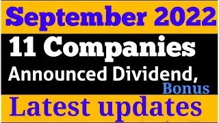 11 Companies Announced Dividend, Bonus in September 2022 | best dividend stocks 2022