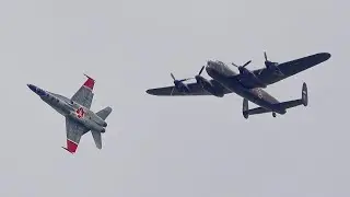 (4K) Avro Lancaster + CF-18 Hornet Heritage Flight | Hamilton Airport