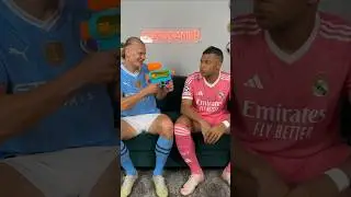When Haaland hands Mbappe a water blaster… 🎯😂#haaland #mbappe #football