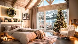 Warm Christmas Fireplace Ambience 🎄 Candlelight, Snow & Soft Jazz | 1 Hour