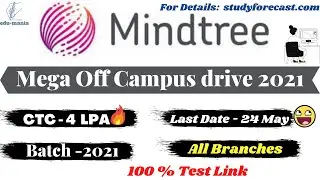 Mindtree Off Campus recruitment Drive 2021..|4 LPA| |Final Year Eligible| |B.E/ B. Tech|