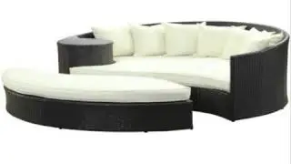 LexMod Taiji Outdoor Wicker Patio Daybed with Ottoman in Esp