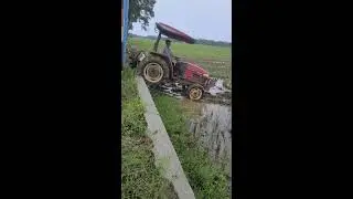 High-Level Tractor Operator Skills | Moving the Tractor from Rice Field to Road | Rural Agriculture