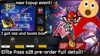 Free fire season 28 elite pass pre-order full detail | free fire New topup event full detail