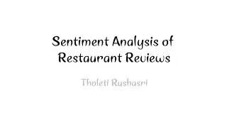 Sentiment Analysis of Restaurant Reviews | APSSDC Internship Project | KIEW  | Edunet Foundation |