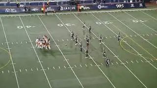 Montreal Alouettes DB Marc-Antoine Dequoy recovers a fumble forced by Adarius Pickett vs. BC Lions