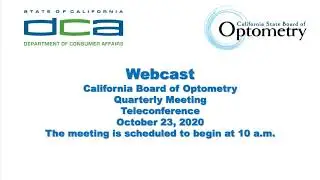 California State Board of Optometry Meeting - October 23, 2020