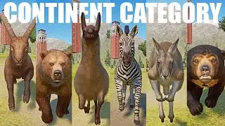 Continent Category Speed Races in Planet Zoo One Continent one Animal included Zebra, Ibex, Bear etc