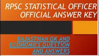 RPSC SO STATISTICAL OFFICER 2021 RAJASTHAN GK & ECONOMICS Questions & Answers
