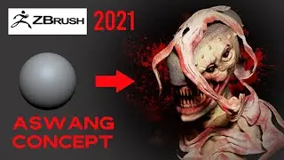Zbrush 2021 timelapse: ASWANG concept | head bust 3d modeling , dynamesh