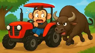 Monkey Screams on the Tractor, A Desperate Escape With No Way Out! - Farm Work | Cobby Farm