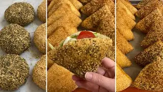 خبز البالون المنفوخ بالزعتر والسمسم أفضل خبز للساندوتشات |Delicious balloon bread without oven