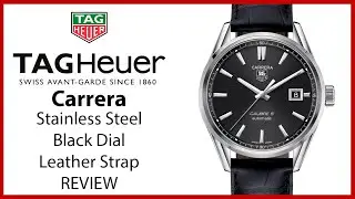 ▶Tag Heuer Carrera из нержавеющей стали с черным циферблатом и черным кожаным ремешком — ОБЗОР WA...