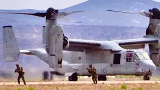 MV-22 Osprey Landing & Marines Deployment with follow up by LAV-25 arrival | Miramar Airshow MAGTF