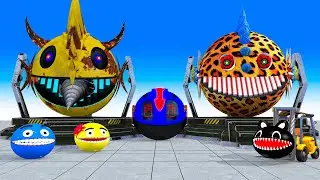MS PACMAN & NEW RED PACMAN VS TWO YELLOW MONSTER PACMAN FIGHTING IN POKEMON NEW