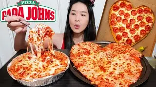Сырный пир! НОВАЯ пицца в форме сердца и запечённые зити от Papa John's — мукбанг, асмр-еда ко Дн...