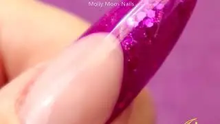 Glittery Marble Acrylic French Tip Nails (Reverse Smile Line) | Molly Moo's Nails