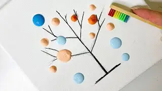 The Easiest Way to Paint a Fall Tree l Beginner Acrylic Art Tutorial Using a Toothbrush