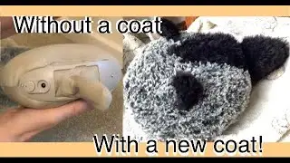 Petit Qoobo Therapy Robot Pet: without his coat & with a new coat