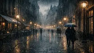 ASMR Heavy Rain Ambience in Old European City 🌧️ No Music | Deep Sleep & Relaxing Rain Sounds 1 Hour