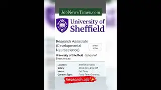 Neuroscience Research Job Opportunity at the University of Sheffield Apply Now
