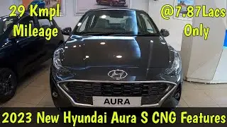 Newly Hyundai AURA S CNG 2022-23 Model-Walk-Around Review | Mileage वाली Sadan New Features के साथ🔥
