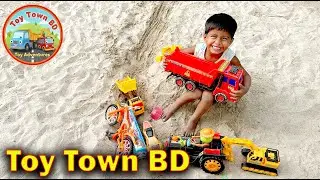 Kids Playing with Mini Trucks, Tractor & Laser Toy  Fun Baby Playtime Video