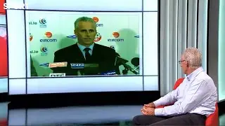 Mick McCarthy watches his press conference after he resigned as Ireland manager in 2002