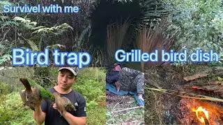 bird trap on tree. grilled bird. survive alone episode 4: survivel with me.