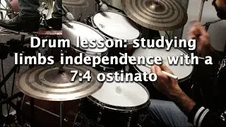 Drum lesson: studying limbs independence with a 7:4 ostinato