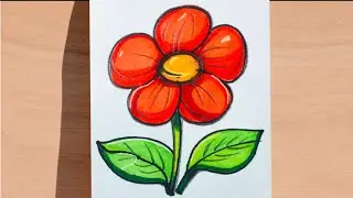Easy flower drawing || How to draw red flower || Flower drawing for beginners 