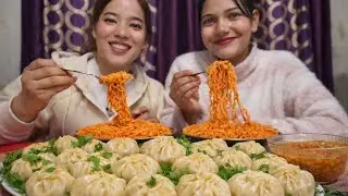 Spicy🔥 current noodles and MOMO challenge @CatMoves05 