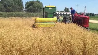 John Deere 42 combine combining oats