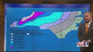 How much snow does North Carolina get in a typical year?