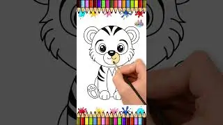 Tiger Coloring Page for Kids | Fun Wild Animal Drawing and Creative Coloring Video Activity