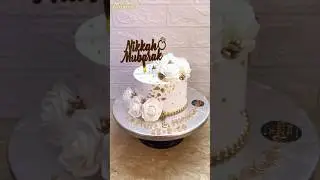 White and gold cake for a Nikkah ceremony❤ #nikkahmubarak #nikkahcake #weddingcake #whiteandgold #yt