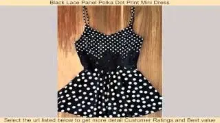 Black Lace Panel Polka Dot Print Mini Dress