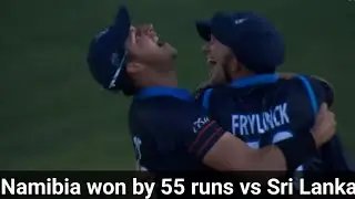 Namibia won by 55 runs vs Sri Lanka in WCT20. Jan frylinck 44 runs from 28 balls. #T20WC2022#