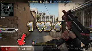 CSGO: Impossible 1 vs 4 clutch on 6 HP (MAC-10) HD