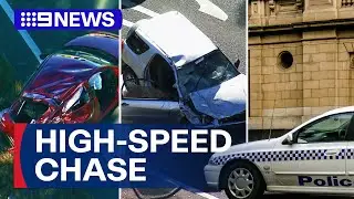 Police chase ends with wanted man fighting for life | 9 News Australia