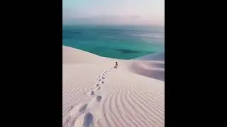 Giant white sand dunes near the beach on Socotra Island.