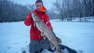 Catching HUGE Northern Pike on Tip-Ups | Ice Fishing Wisconsin