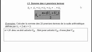 Suites arithmétiques I-3  Somme des n premiers termes Bac Pro