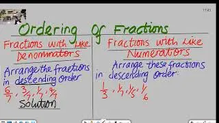 Ordering of Fractions With Like Denominators & Numerators for Kids