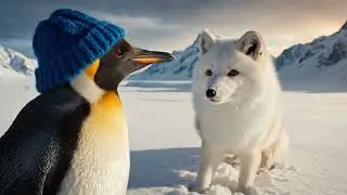 Penguin Pote, Fox Shiro & Panda Bari in the Falling Snow ❄️🐧 A Real-Life Winter Miracle!