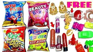 Latest Big😱 Collection of Makeup Box, MotuPatlu, LootMaar, Ringo snacks |free gifts inside| Snackiya