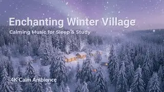 4K Enchanting Winter Village Beneath Purple Skies | Best Peaceful Music for Sleep & Study