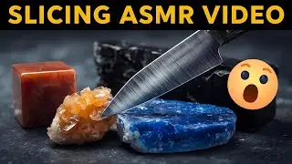 Cutting and Slicing Different Materials Malachite Geode, Blue Lapis Lazuli etc, 😍 Oddly ASMR videos.